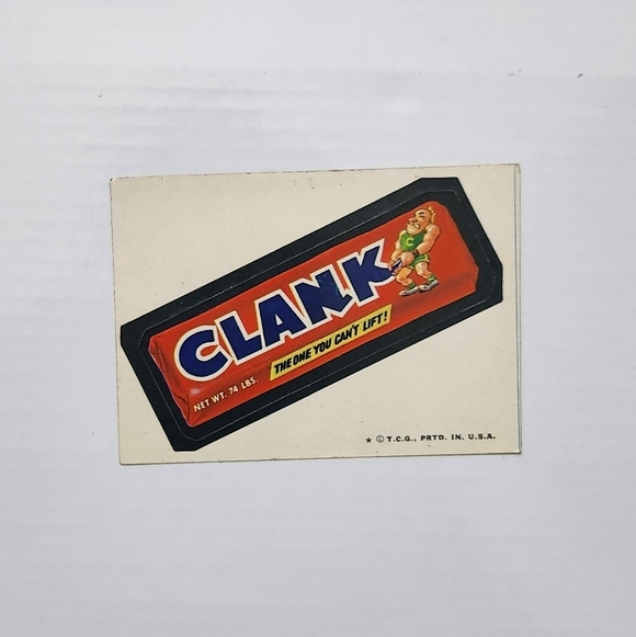 Topps Other - 🏋 Vintage 1973 Wacky Packages Sticker - "Clank"  Candy Clark Bark Trading Card✨
